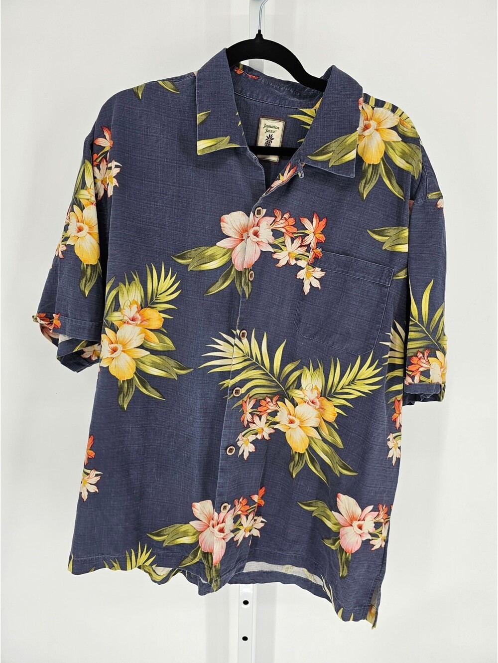 Jamaica Jaxx Men's Silk Short Sleeve Button-Down Hawaiian Shirt Size XXL